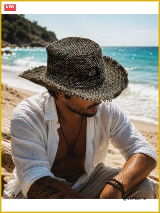Wide Brim Sun Hat Wire Brim Foldable Packable Hemp Summer Garden Hippie main image 6